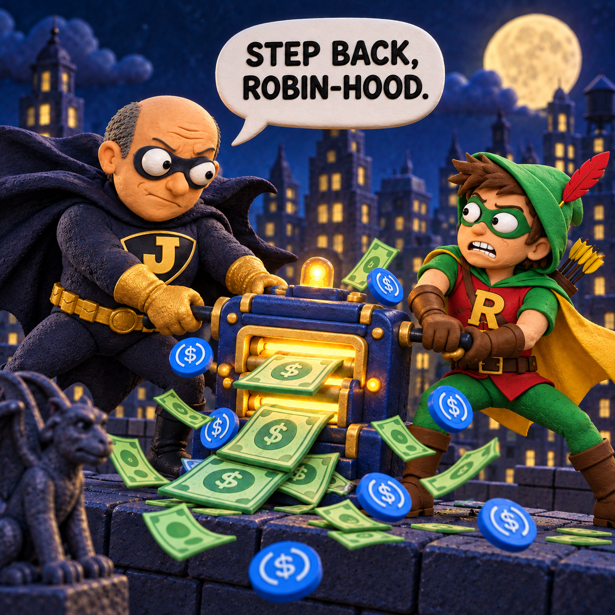 Clay BatJelemi confronting Robinhood Chain over the money printer